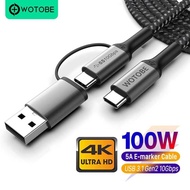 Yy 2 In 1 To C Cable,3M 10Ft 5A PD 100W USB 3.1 Gen2 10Gbps 4K 60Hz Nylon For Book Mibook HP DELL