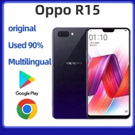 Original second-hand Oppo R15 4G smartphone with 6RAM+128GB 6.28 inches, 3400 mAh, 16.0MP, 90% brand