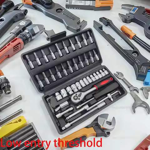 46pcs Car Repair Tool Kit 1/4-Inch Socket Set Car Repair Tool Ratchet Torque Wrench Combo Auto Repai