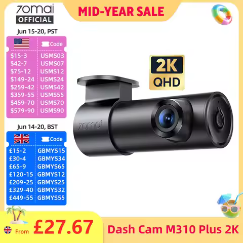 70mai Dash Cam M310 Plus 2K 1440P 143°FOV F1.55 Smart Voice Control 24H Parking Guard Night Vision 7