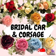 [SG Seller] Corsage Bridesmaid Flower Wrist Bridal Car Handle Flowers Groom Artificial Faux Floral Wedding Decoration