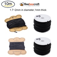 Beebeecraft 10m Black 1-2 mm Cotton Polyester Waxed Cord Macrame String Linen Thread Wire