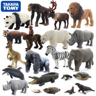 TOMY โมเดลสัตว์จำลองที่สามารถเคลื่อนย้ายได้ TOMICA ที่กระจายสินค้าของแท้จากญี่ปุ่นของเล่นสำหรับเด็กลายเสือและสิงโตสัตว์ป่า