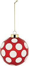 Alessi Delight NZ04 3 - Handblown Glass Christmas Bauble Diameter 9 cm Red White Gold