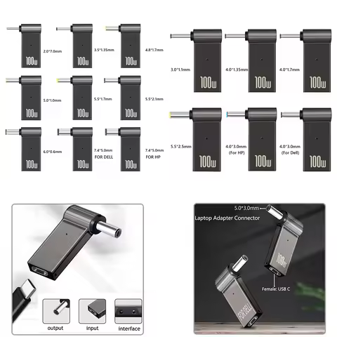 PD 100W Plug Converter Trigger Jack DC to Type C Femal Jack socket to 4.5x3.0 4.0x1.7 5.5x2.1 5.5x2.