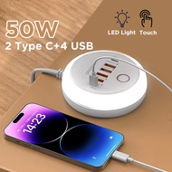 50w USB Desktop Fast Charger Adapter + Type C Power Strip Power Socket USB PD Power Socket Charger 4