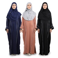 ESTIFA Muslimah Jubah umrah fursan - Navy Blue/Black/blush orange