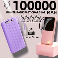 Original 100000mAh Powerbank 22.5W With Built-in 3 Cables Fast Charge