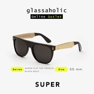 [รุ่นฮิตพิเศษ] แว่นกันแดด SUPER by RETROSUPERFUTURE รุ่น SUPER FLAT TOP FRANCIS BLACK GOLD ทรงเหลี่ยมกลม คลาสสิค ขาทอง สุดฮิต