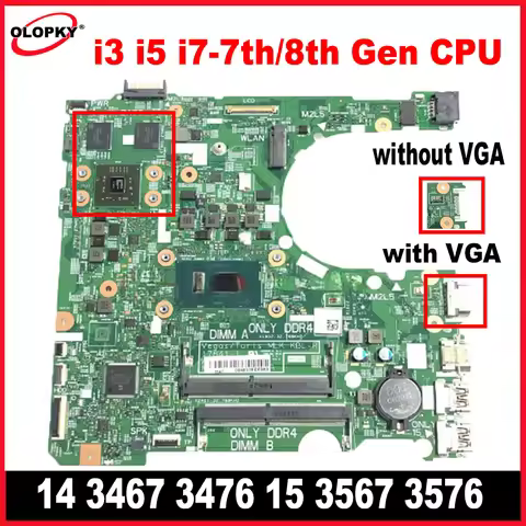 15341-1 17841-1 For Dell Inspiron 14 3467 3476 15 3567 3576 Laptop Motherboard with i3 i5 i7-7th/8th