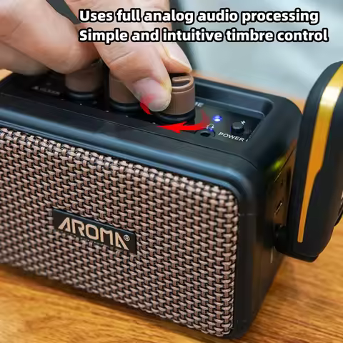 Aroma AG-04 Guitar Amplifier 5W Output Dual Speaker w/BT Wireless /Rechargeable Battery/Headphone Au