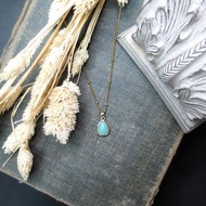 VIIART。永凍。亞馬遜天河石鍍古金項鍊|鎖骨鍊水滴型寶石吊墜