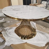 [PREORDER] ROUND DINING TABLE MARBLE TABLE STAINLESS STELL DESK MEJA MAKAN STAINLESS STEEL MEJA BULAT