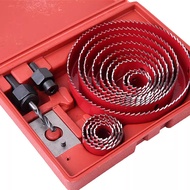 Wood Hole Saw Set 13Pcs High Carbon Steel Hole Cutter Kit 19-127mm with 2 Pilot Drill Arbors for Gyp