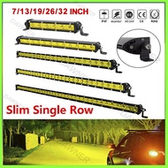 7 inch 32'' Yellow 12V 24V Off Road Car Led Light Bar Offroad Work Driving Lamp Spot Flood Fog Bulb For Auto Truck 4X4 Suv