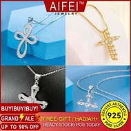 AIFEI JEWELRY Women Perak Sterling Pendant Cross Leher 925 Original For Necklace Korean Chain Access