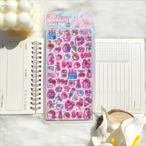 Crystal Dream 3D Relief Stickers Cartoon Fresh Rabbit 3DHand Tent Decoration Painting Japanese Jelly