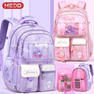 Kuromi 6 Wheels Trolley Bag Beg Sekolah School Bag Girl Primary Secondary School Bag Kids Luggage Tr
