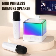 TSGLOT ABS Karaoke Machine LED Light with 2 Wireless Microphone Bluetooth Speaker Mini HD Sound PA System Stereo Speaker Home