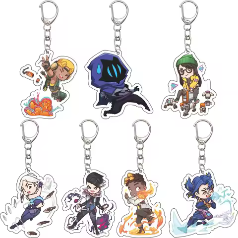 55MM Keychain Anime Game VALORANT Neon Jett Killjoy Chamber Skye Omen Raze Breach Acrylic Key Chain 