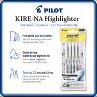 PILOT KIRE-NA Highlighter 5-Color Pale Tone Set SKIW15C2 Twin Tip 3.3/0.5mm Quick-Dry Pigment Ink Ki