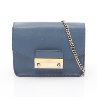 【二手】芙拉 (Furla) Metropolis 迷你肩包 G6400 深藍色皮革 Metropolis 鏈條單肩包 女士二手 B