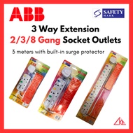 ABB 3 Way Extension Socket Outlets【2/3/8 Gang available】3 meters with Built-in Surge Protector