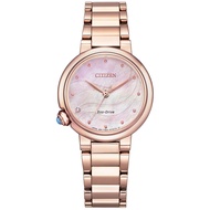 Citizen EM0912-84Y Eco-Drive Ladies Solar Analog Rose Gold Stainless Steel Watch Pink Dial