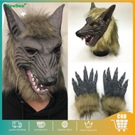 Furry Wolf Mask Latex Rubber Mask Halloween Demon Ghost Warewolf Human Wolf Claw Gloves Wolf Claw Ma
