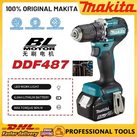Makita DDF487 Brushless lithium electric rechargeable impact drill large torque screwdriver For 18V 