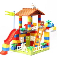 89PCS Big Size Slide Blocks Compatible Lego Duplo City House Roof Big Particle
