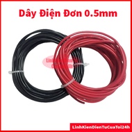 5 Meters of 0.5mm multi-strand single-core electrical wire, 2 colors black and red