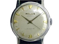 [專業模型] 機械錶 [MILUS 14002]  MILUS 美力士 [17石][米白面] 自動/古董/軍錶