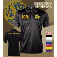 เสื้อคอปก ปกครอง DOPA สกรีนลงเนื้อผ้า Polyester 100_ (MICRO เรียบบาง)ใส่ได้ทั้งหญิงและชาย ตัดเย็บอย่