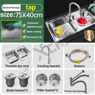 ✨Basin + faucet + drainage✨304 stainless steel kitchen sink Household high quality vertical sink was