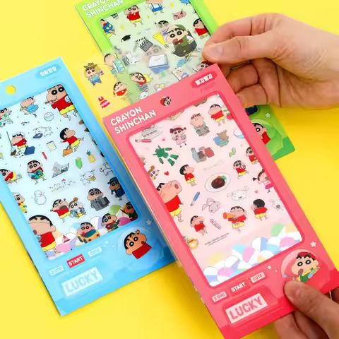6Styles Korean Flying Whales Crayon Shin Chan Transparent PET Stickers Journal Photo Kuka Card DIY D