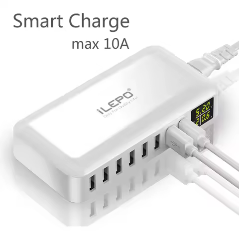 40W 8 Port USB Fast Charger QC3.0 HUB Smart Quick Charge With LED Display Multi USB Charging Station
