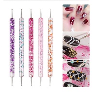 5 sets of acrylic dual-use dot drill pens, double headed dot flower needles, dot flower pens, nail a
