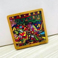 Bamboo Coaster Design 2- (9cm x 9cm)