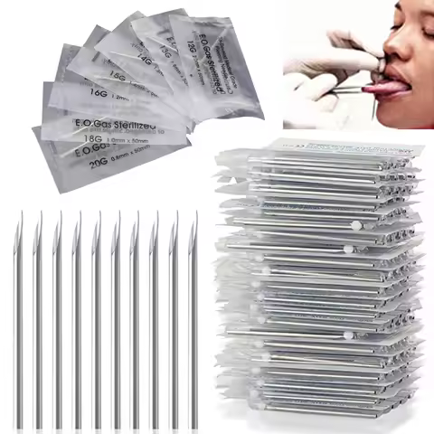 Sterile Disposable Tattoo 12g/14g/16g/18g Piercing Needles Navel Nipple Ear Nose Lip Stainless Steel