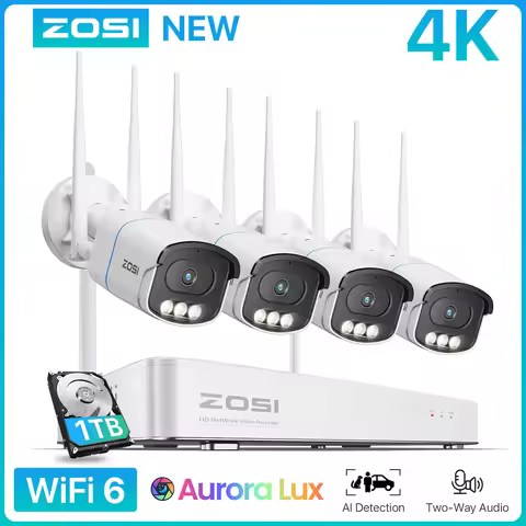 ZOSI 4K WiFi 6 CCTV Security Camera System Aurora Lux True Color Night Vision 8CH 8MP NVR 8MP/5MP Ou