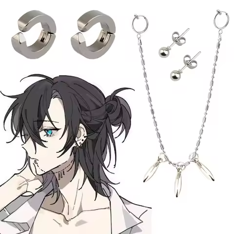 Anime Miyamura Izumi Stainless Steel Earrings Lip Piercing with Long Chain Ear Cosplay Accessories U