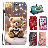3D Cute Painted Flip Leather Case Stand Wallet Cover For Honor X7C ALT-LX2 Honor X7 X7A X7B 5G Phone