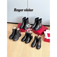 RogerVivie24 New Style rv Rhinestone Chelsea Short Boots Women rv Square Diamond Buckle Chelsea Mart