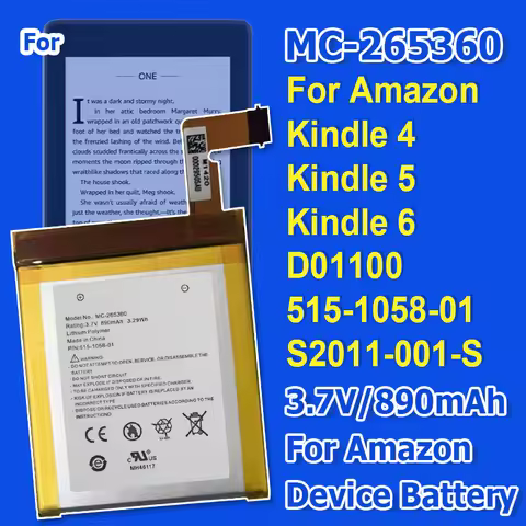 High Quality New Replace Battery For Amazon Kindle 5 4 6 D01100 515-1058-01 S2011-001-S MC-265360 + 