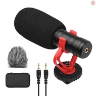 Andoer Camera Microphone Cardioid Condenser Mic with 3.5mm Port Anti-Shock Mount Sponge &amp; Furry Windshield Carrying Case Compatible with Phones Camera for Video  G&amp;M-2.20