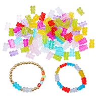 30pcs Candy Color Jelly Bear Beads Luminous Vertical Hole DIY Handmade Accessories Hairpin Material 