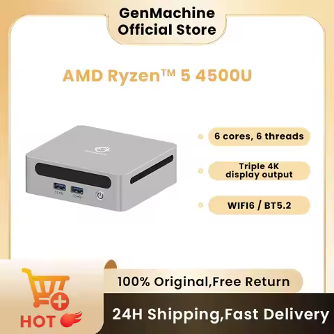 2025 GenMachine New Mini PC 4500U AMD Windows 11 Ryzen DDR4 Max Suporte 64GB 3200MHz RAM WiFi6 Diy G