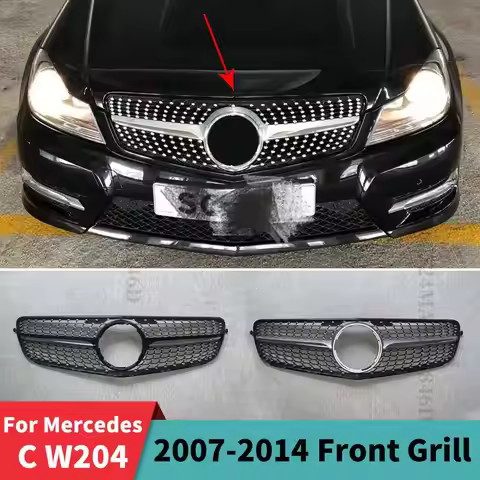 Front Bumper Inlet Grille Racing Grill Diamond Style For Mercedes Benz C W204 2007-2014 C180 C200 C2