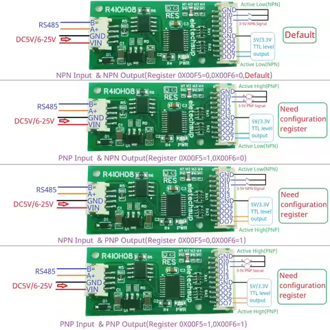 8DI 8DO 4DI-4DO 2DI-6DO 6DI-2DO Multipurpose RS485 Digital Input Output Module mini PLC IO Dilator D